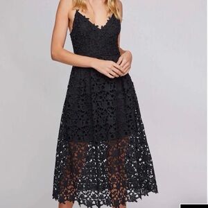 Astr Black Floral Crochet Midi Dress